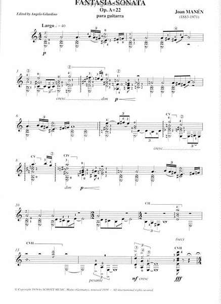 Fantasia - Sonata Classical Guitar - Sheet Music