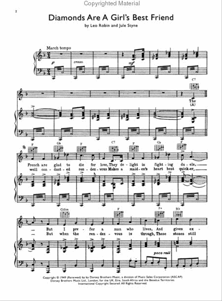 Diamonds Are a Girl's Best Friend Piano, Vocal, Guitar scores gallery preview page 2