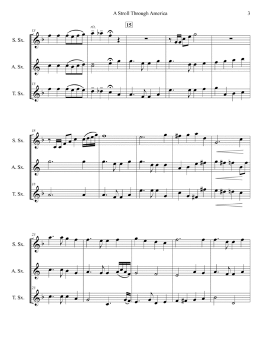 A Stroll Through America for Saxophone Trio Woodwind Trio scores gallery preview page 3