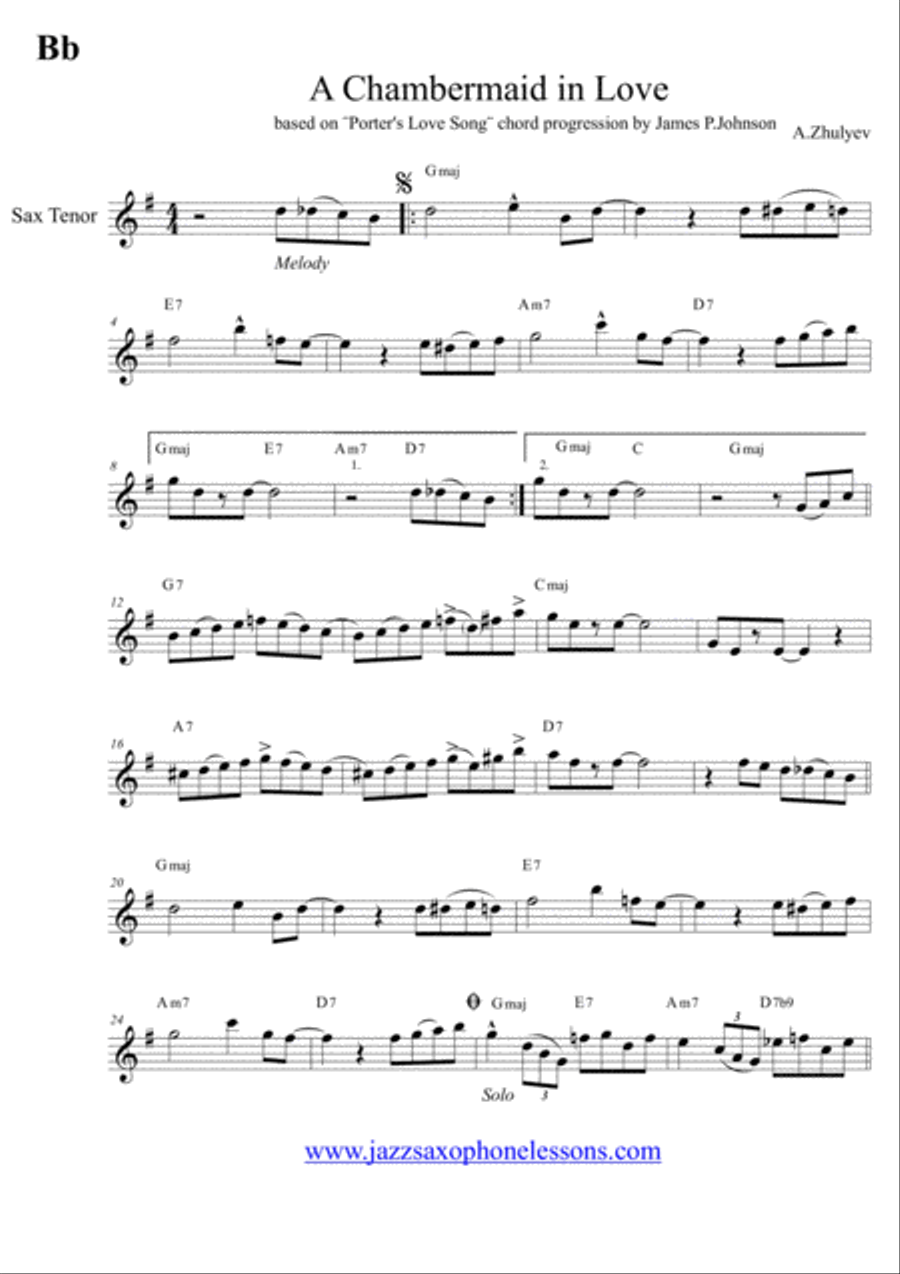 A Chambermaid in Love (PDF+MP3) for Bb saxophone Tenor/Soprano Jazz Ensemble scores gallery preview page 2