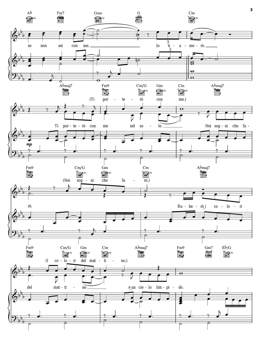 Ti Amero Piano, Vocal, Guitar scores gallery preview page 3