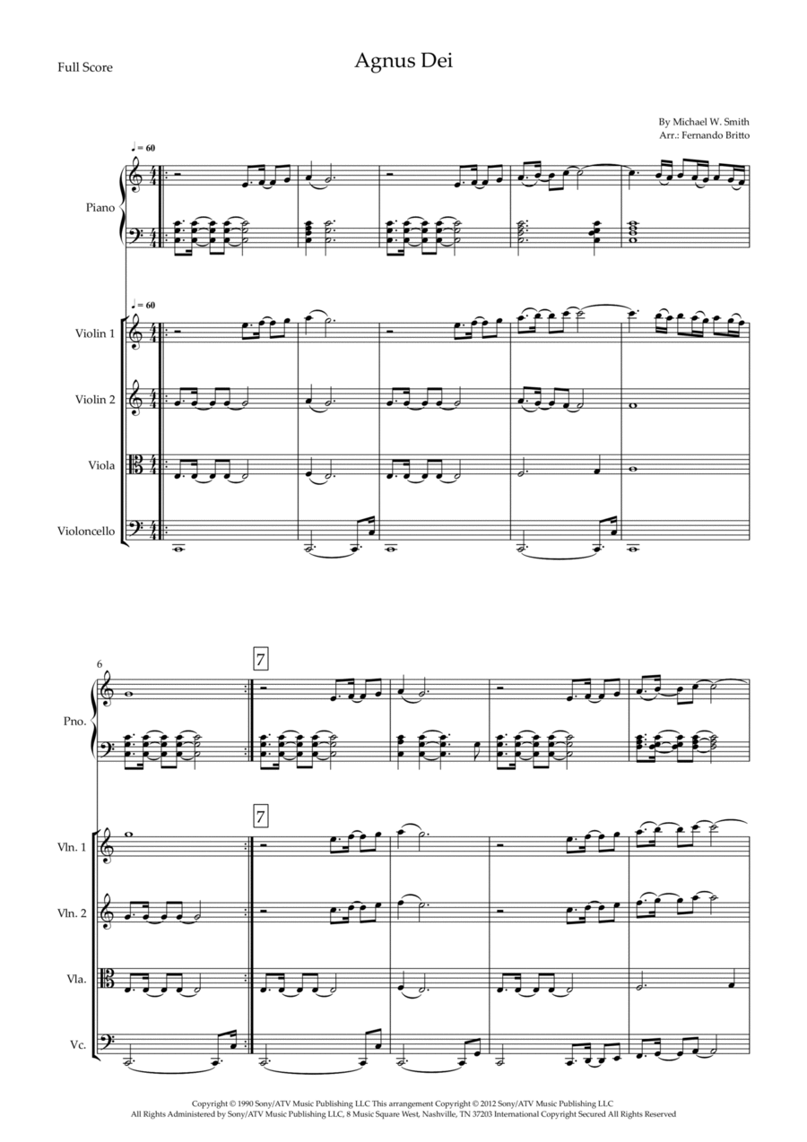Agnus Dei Piano Quintet scores gallery preview page 1