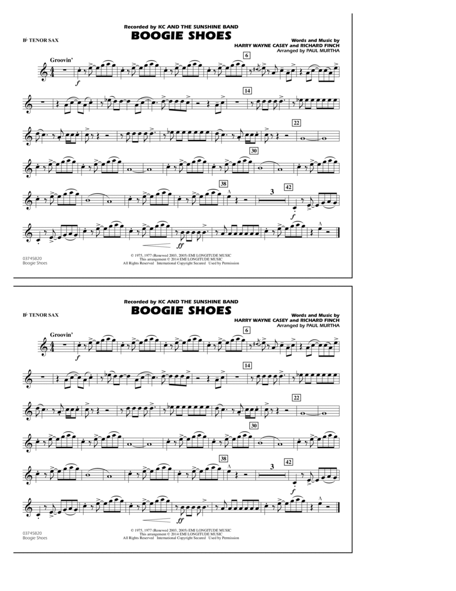 Boogie Shoes - Bb Tenor Sax Marching Band scores gallery preview page 1