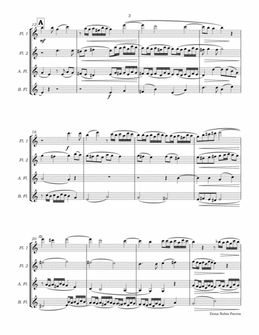 Dona Nobis Pacem A57 for Flute Quartet (2C, A, B) image number null