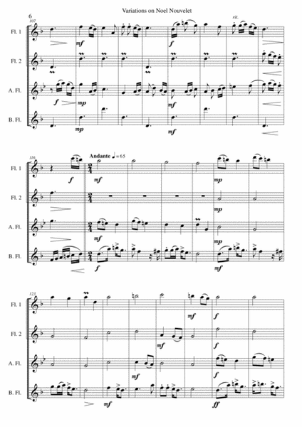 Variations on Noel Nouvelet for flute quartet image number null