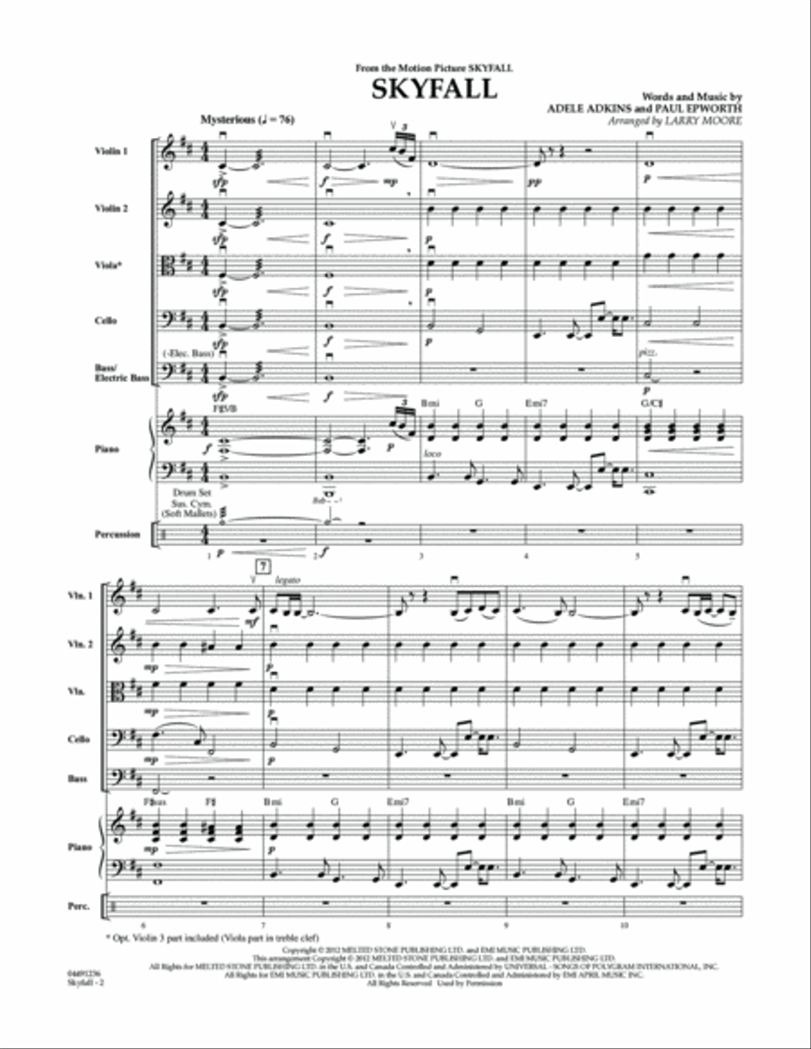 Skyfall - Conductor Score (Full Score) Orchestra scores gallery preview page 2