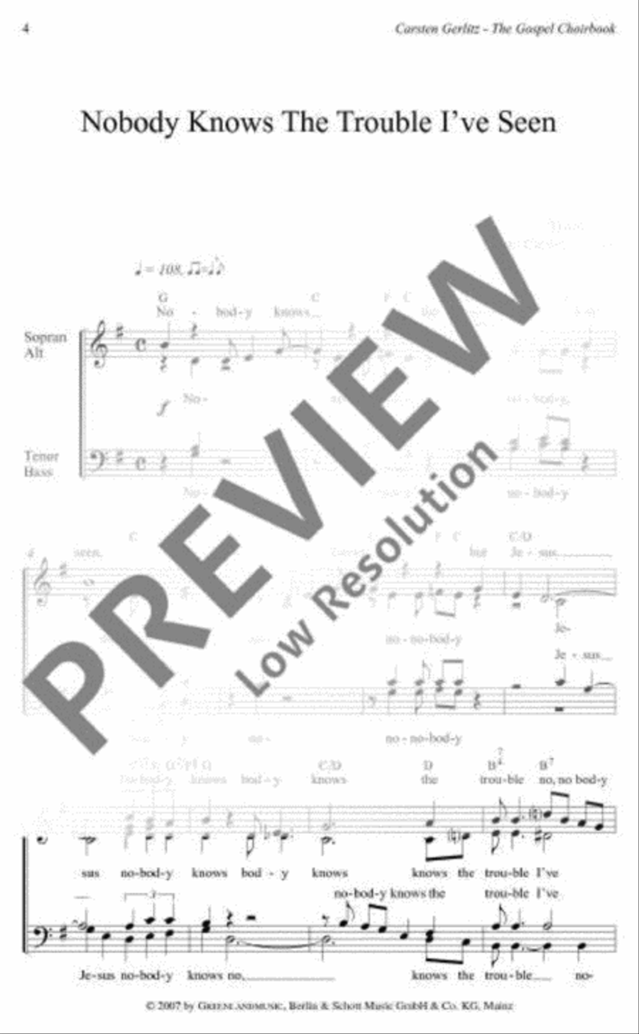 Nobody Knows The Trouble I've Seen 4-Part scores gallery preview page 2