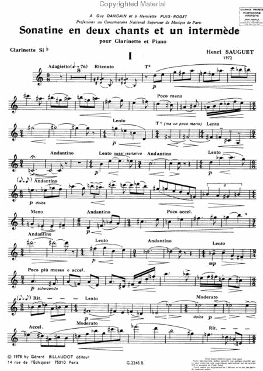 Sonatine Sonatine B-Flat Clarinet scores gallery preview page 2