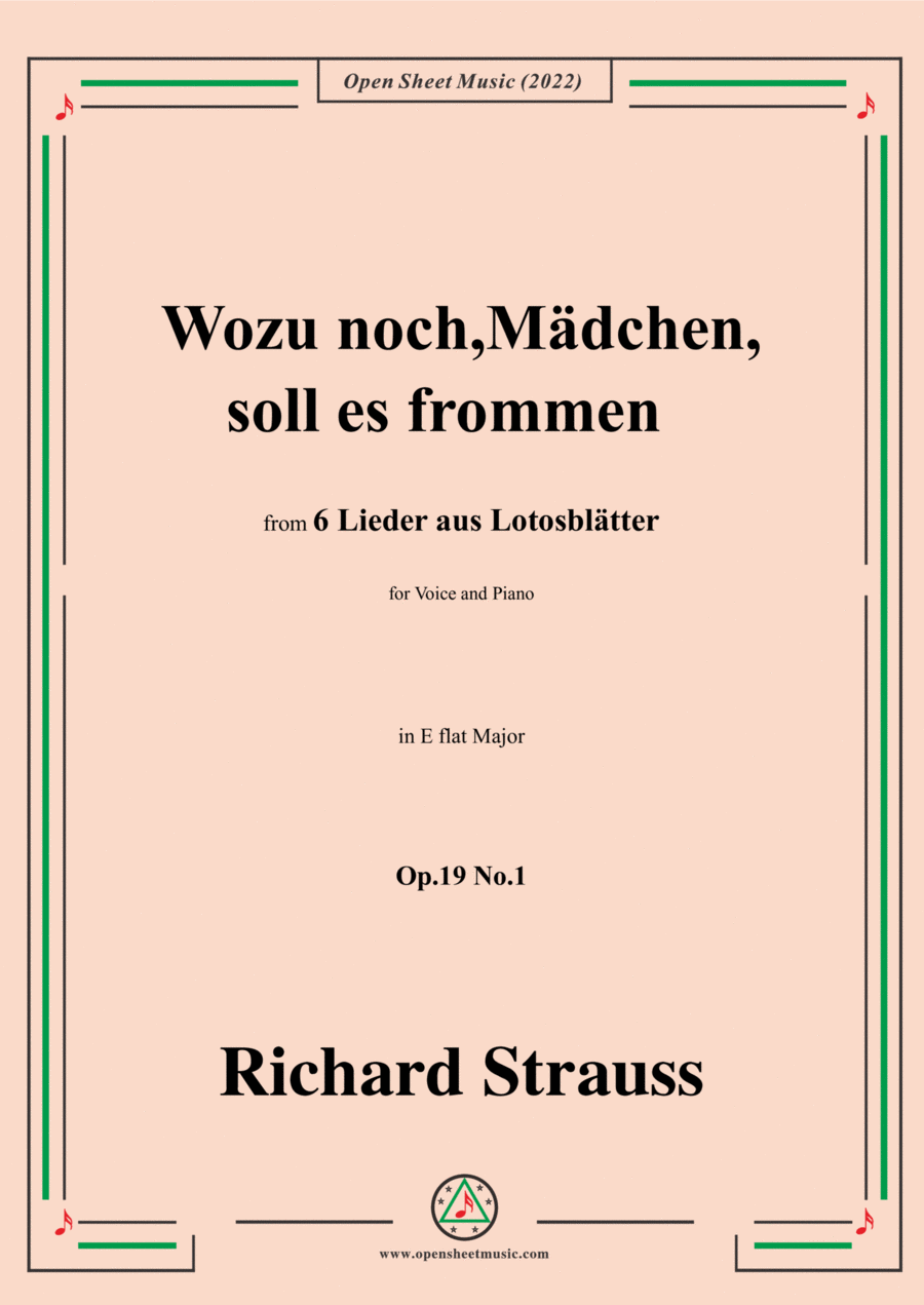 Richard Strauss-Wozu noch,Mädchen,soll es frommen,in E flat Major Voice scores gallery preview page 1