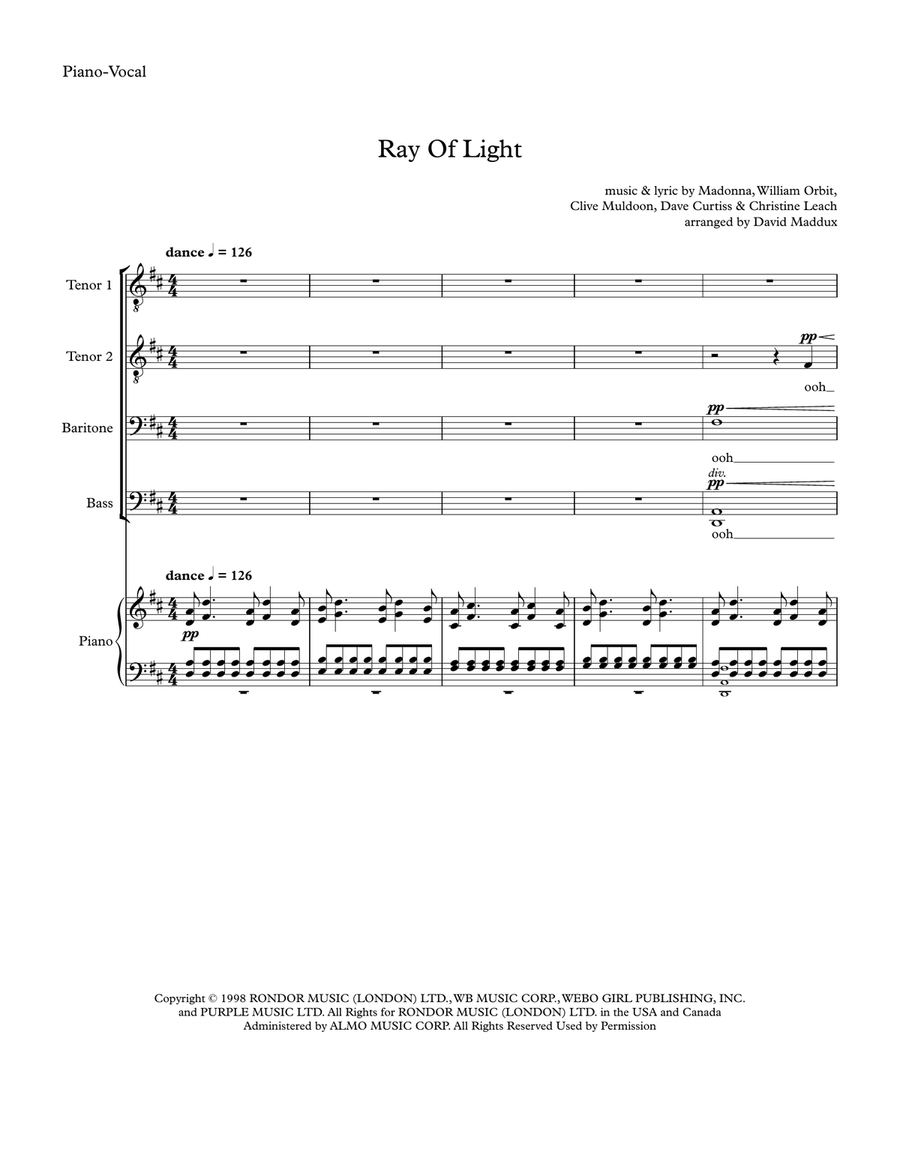 Ray Of Light TTBB scores gallery preview page 1