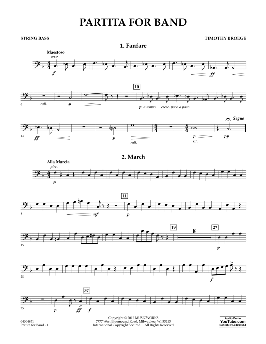 Partita for Band - String Bass Double Bass scores gallery preview page 1