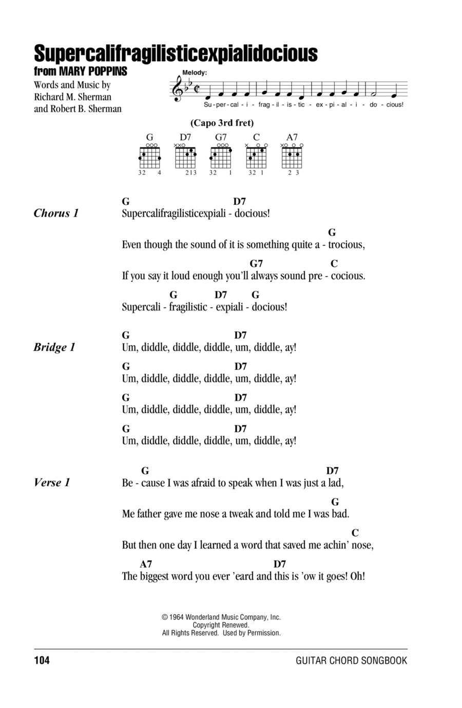Supercalifragilisticexpialidocious (from Mary Poppins) Guitar scores gallery preview page 1