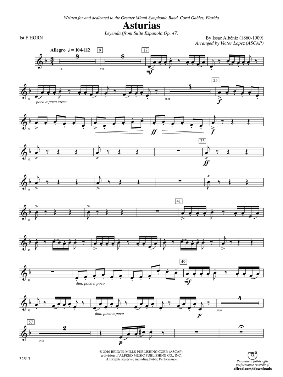 Asturias: 1st F Horn