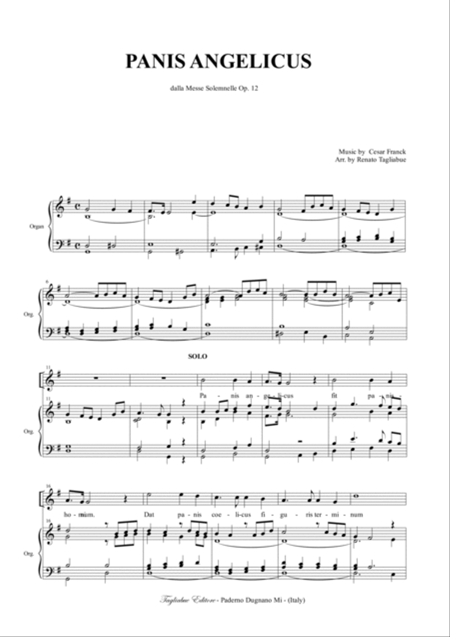 PANIS ANGELICUS - Franck - For Solo, SATB and Organ 4-Part scores gallery preview page 2