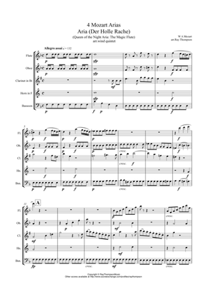 Mozart: 4 Popular Operatic Arias - wind quintet