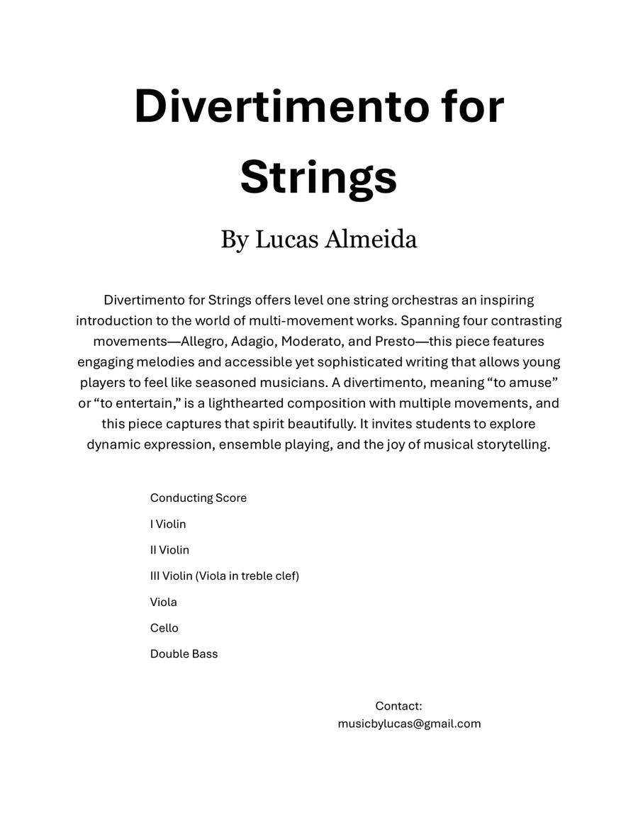 Divertimento for Strings String Orchestra scores gallery preview page 2