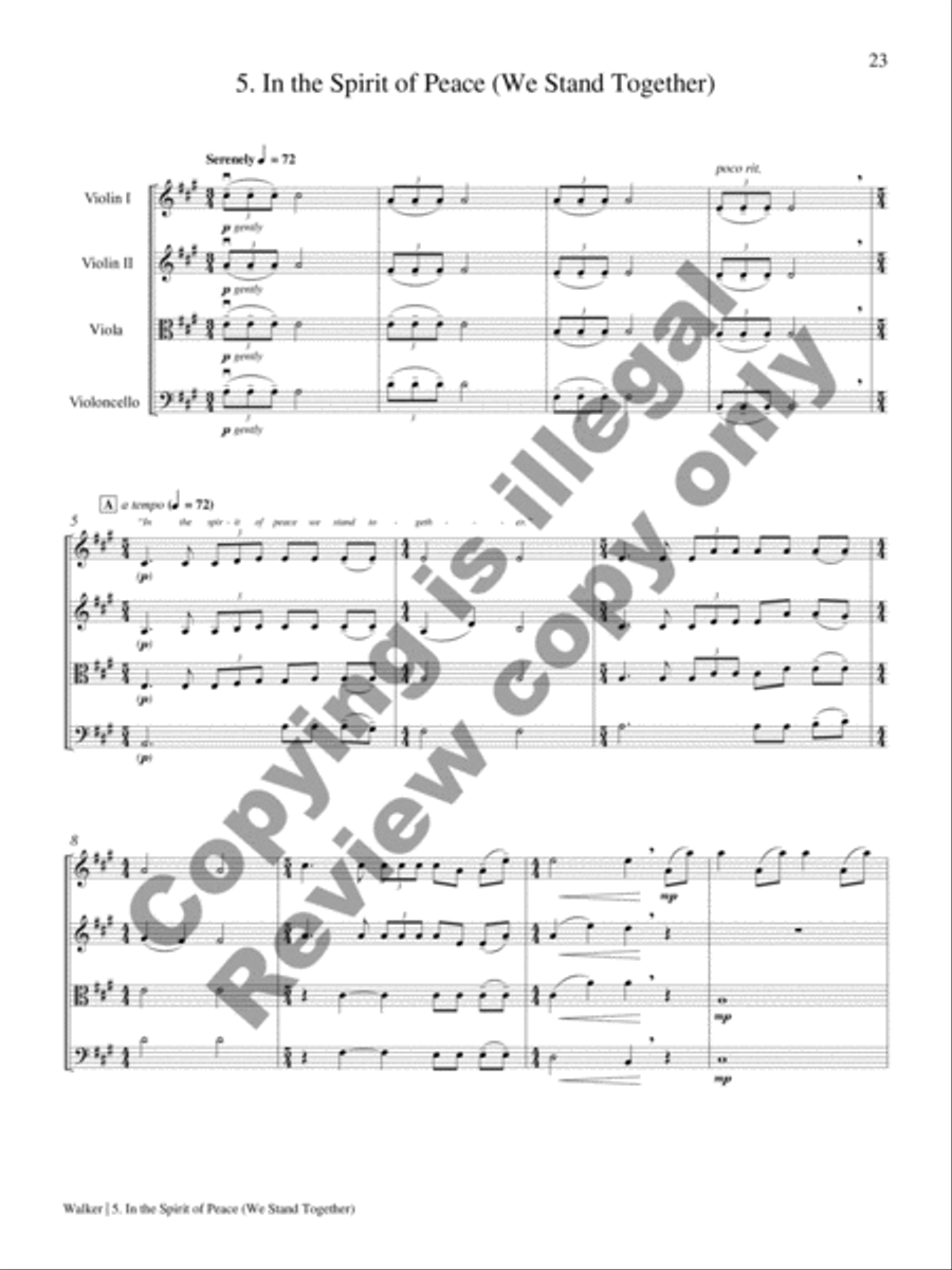 The Dove and Other Songs of Peace String Quartet scores gallery preview page 12