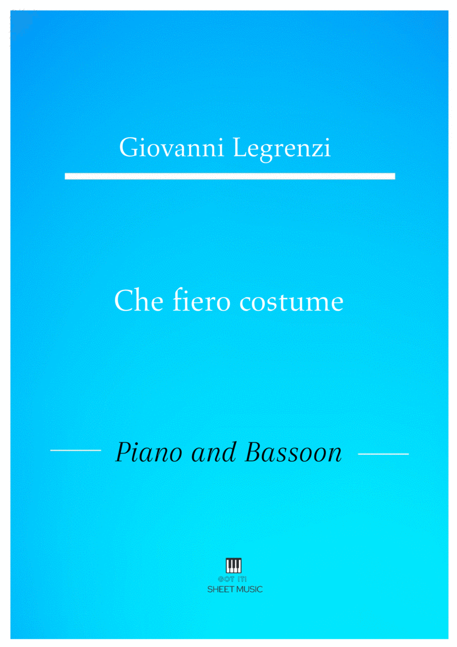 Legrenzi - Che fiero costume (Piano and Bassoon) Small Ensemble scores gallery preview page 1