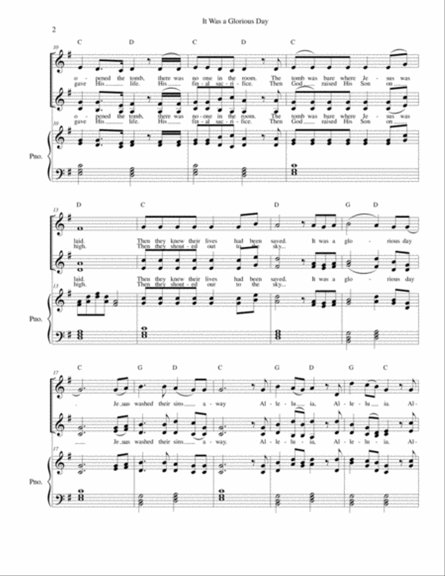 It Was a Glorious Day - Easter - Vocal trio and piano Small Ensemble scores gallery preview page 2