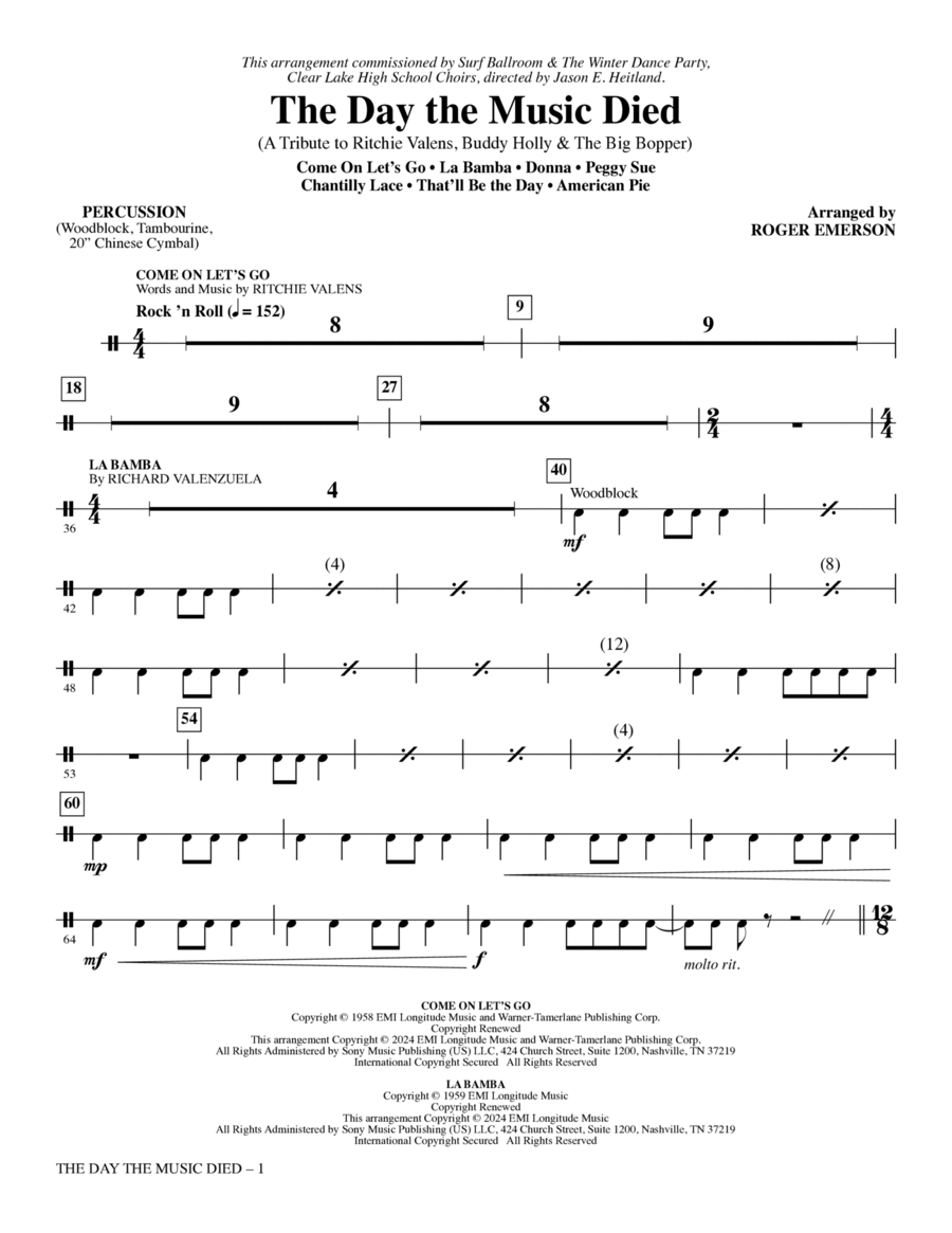 The Day The Music Died - Percussion Choir scores gallery preview page 1
