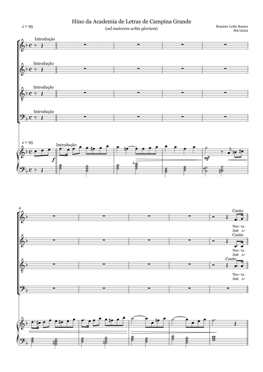 Hino da Academia de Letras de Campina Grande - PB Piano Method scores gallery preview page 1