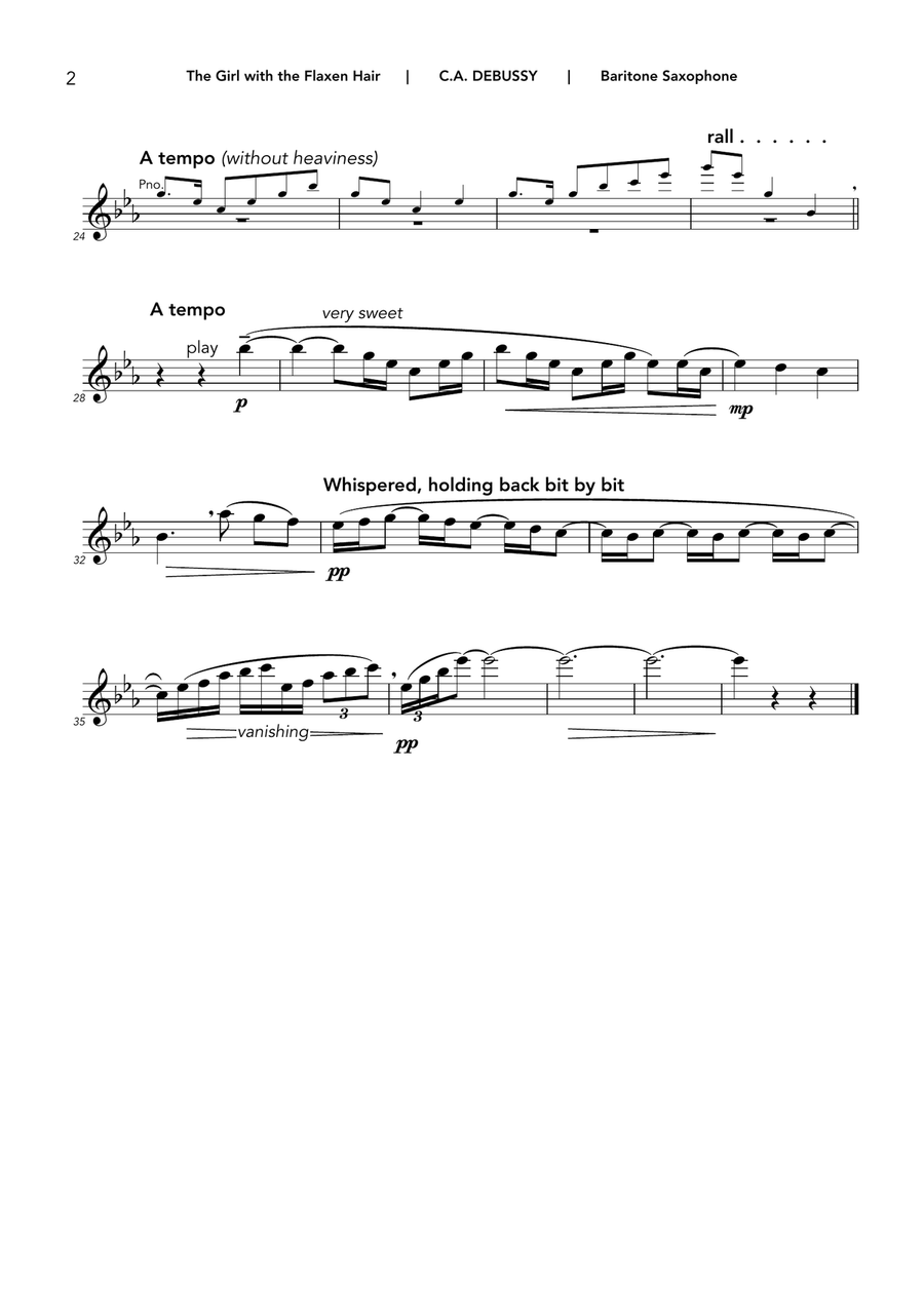 La Fille aux Cheveux de Lin (The Girl with the Flaxen Hair) Baritone Saxophone scores gallery preview page 5