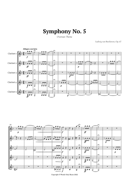Symphony No. 5 by Beethoven for Clarinet Quintet image number null