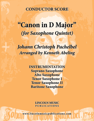 Book cover for Pachelbel - Canon in D Major (for Saxophone Quintet SATTB)