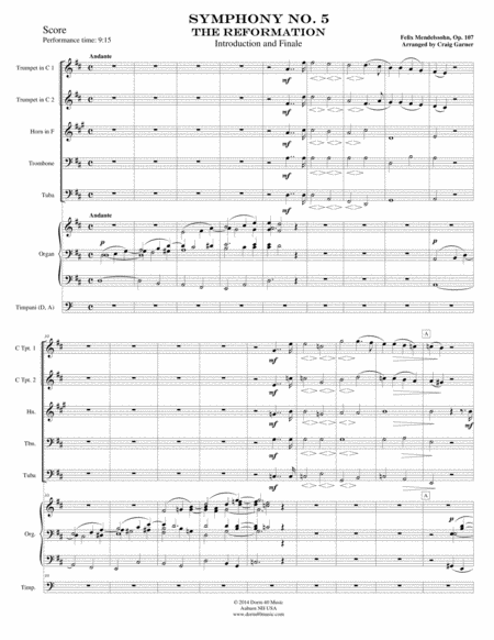 Introduction & Finale, from Symphony #5 "Reformation" (for Brass Quintet and Organ) image number null