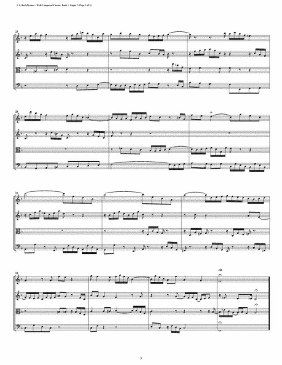 Fugue 07 from Well-Tempered Clavier, Book 1 (String Quartet) image number null
