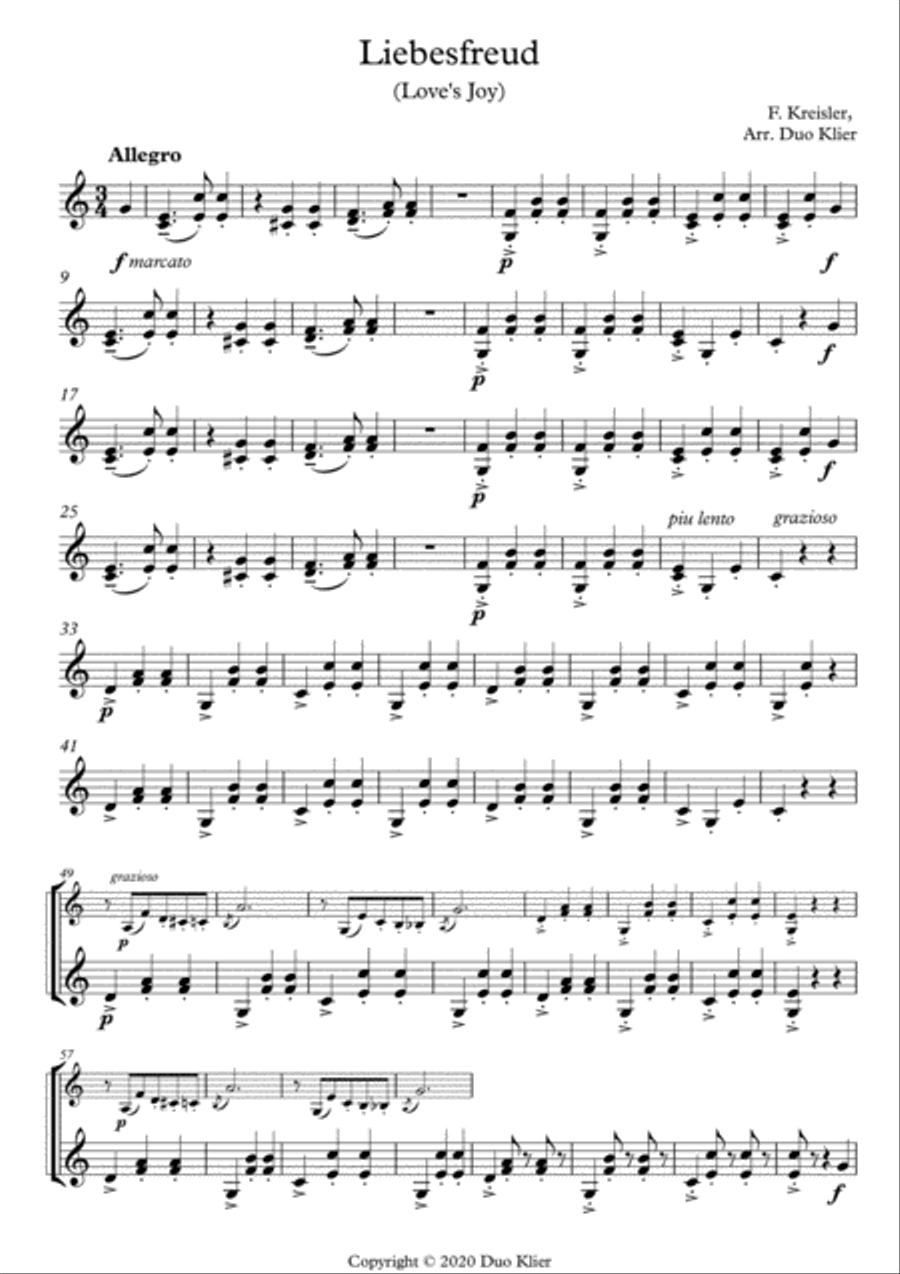 Kreisler - Liebesfreud, 2nd violin accompaniment Violin Solo scores gallery preview page 2