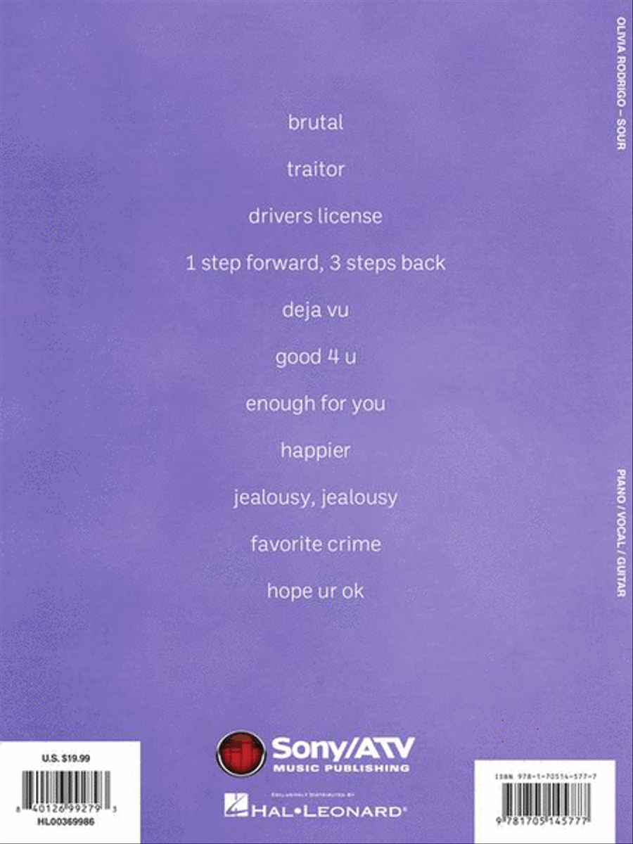 Olivia Rodrigo – Sour Piano, Vocal, Guitar scores gallery preview page 7