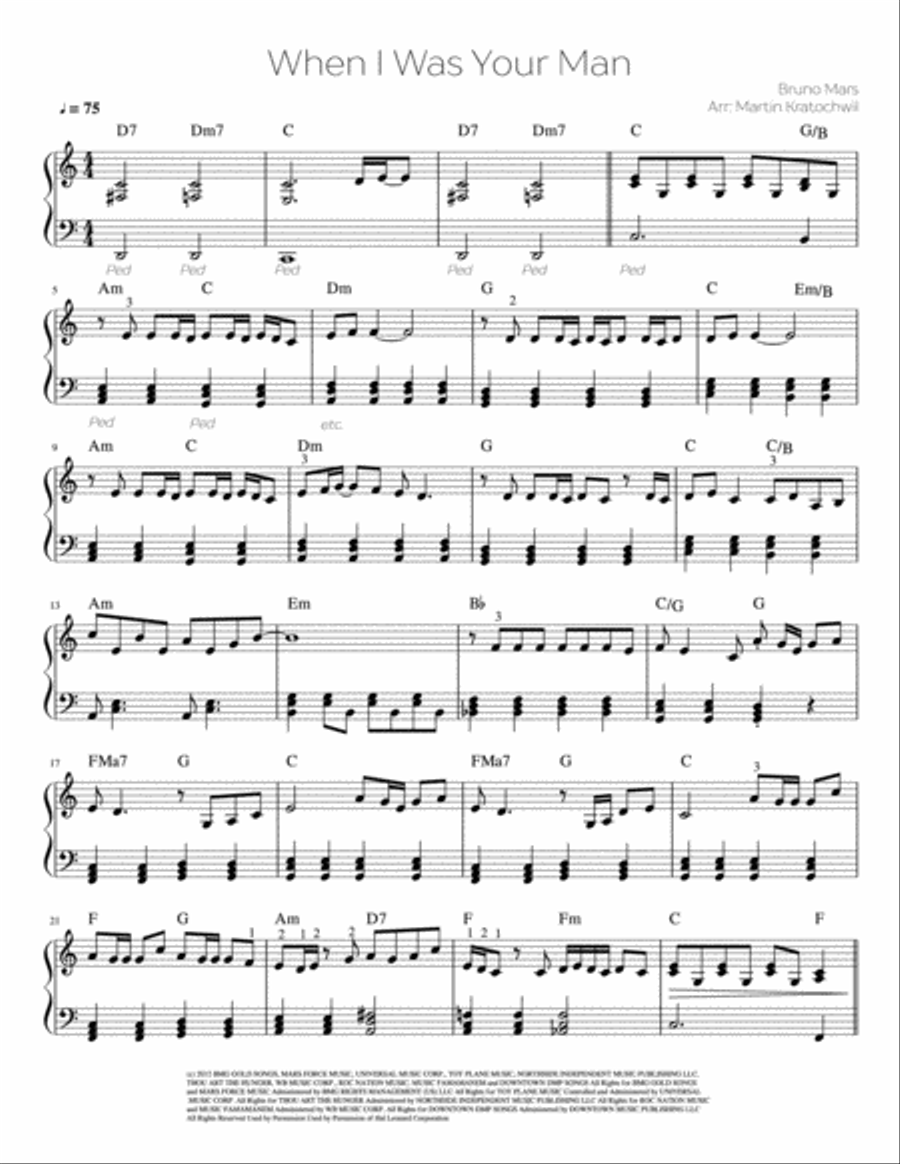 When I Was Your Man Piano Solo scores gallery preview page 1