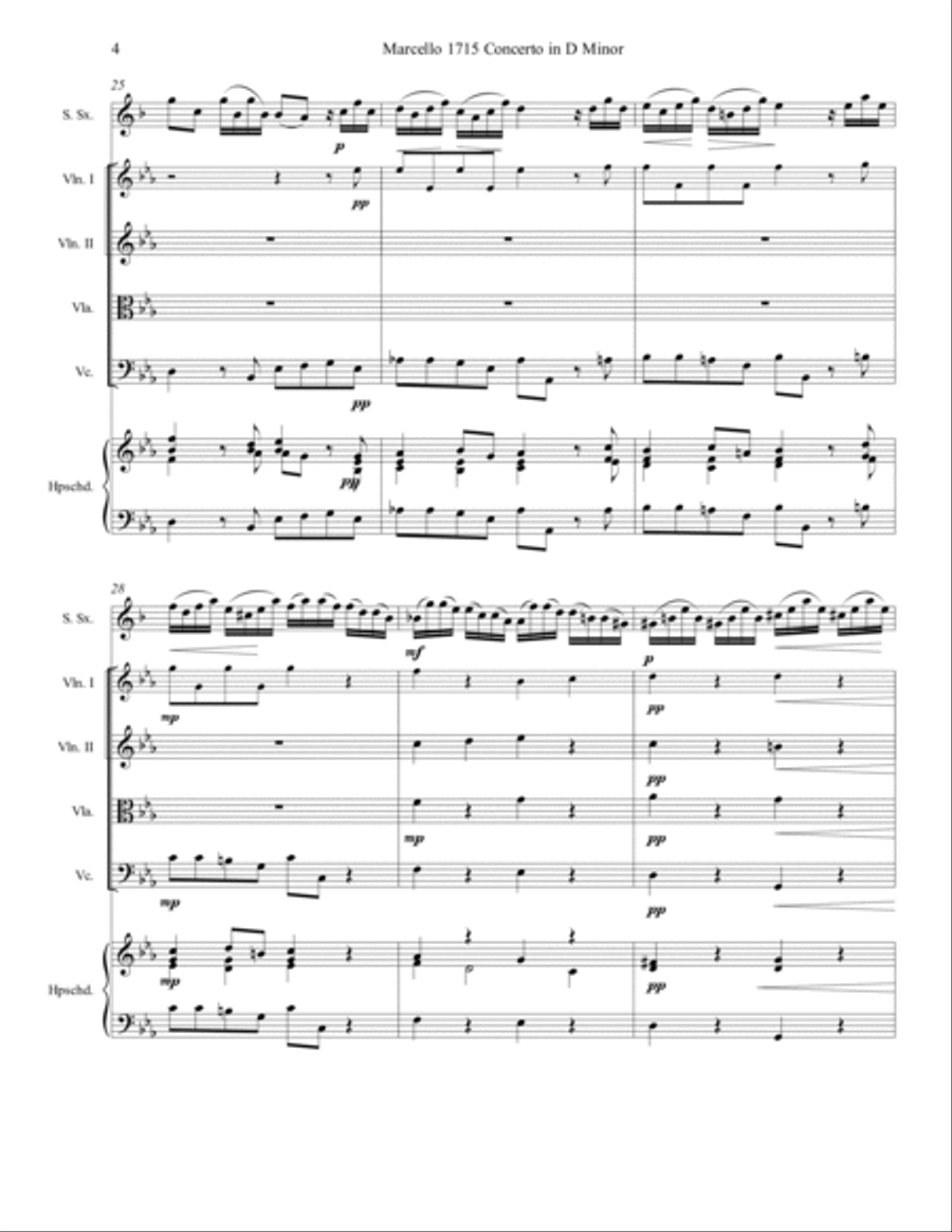 Marcello Oboe Concerto in C Minor for Clarinet or Soprano Sax Chamber Orchestra scores gallery preview page 4
