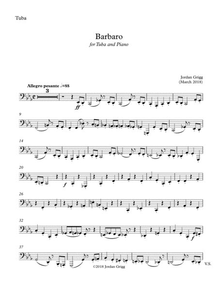 Barbaro for Tuba and Piano image number null