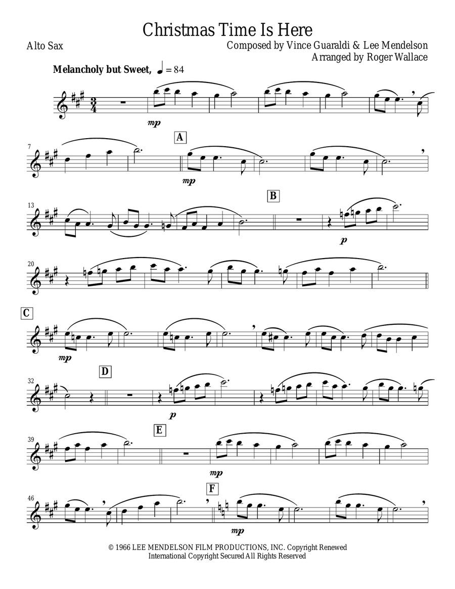 Christmas Time Is Here Christmas Time Is Here Alto Saxophone scores gallery preview page 1