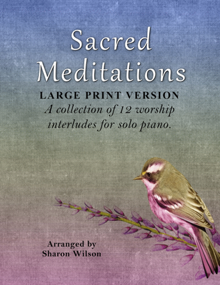 Book cover for Sacred Meditations (A Collection of 12 LARGE PRINT, Two-Page Interludes for Solo Piano)