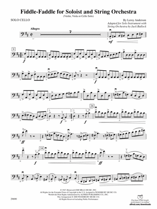 Fiddle-Faddle (for Soloist and String Orchestra): Solo Cello