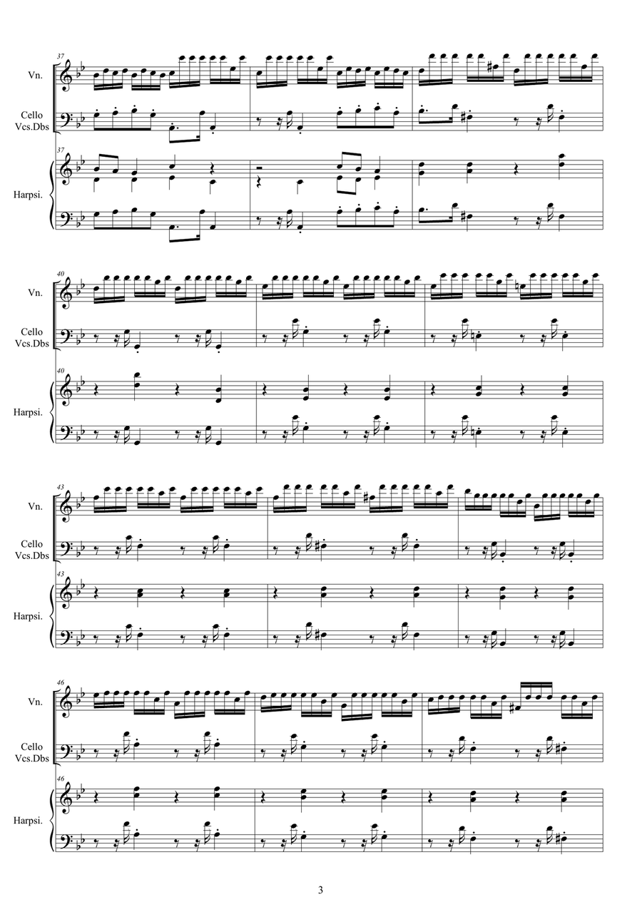 Vivaldi - Violin Concerto No.2 in G minor RV 315 (Summer) Op.8 for Violin, Strings and Harpsichord Chamber Orchestra scores gallery preview page 3