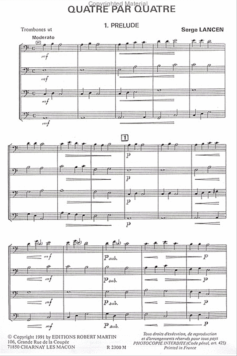 Quatre par quatre, pour trombone Trombone Solo scores gallery preview page 2