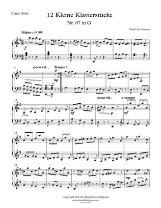 Kleine Klavierstücke Nr. 07 in G major for Piano solo