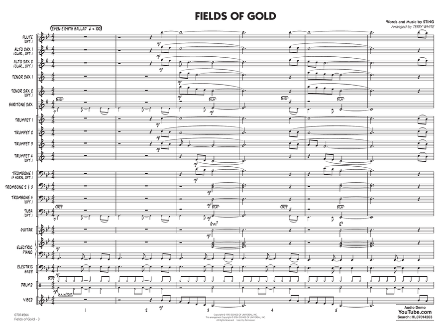 Fields Of Gold (arr. Terry White) - Conductor Score (Full Score) Jazz Ensemble scores gallery preview page 2