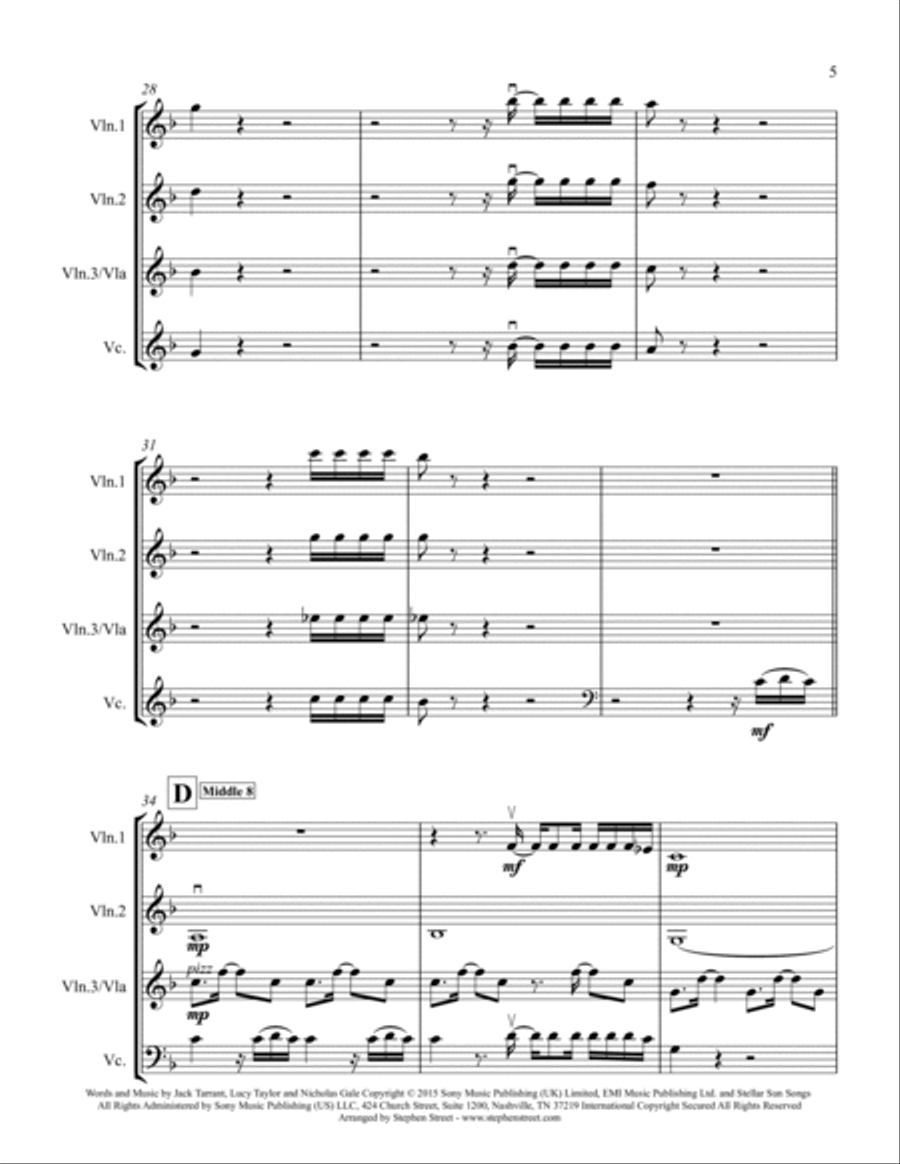 Be The One String Quartet scores gallery preview page 5