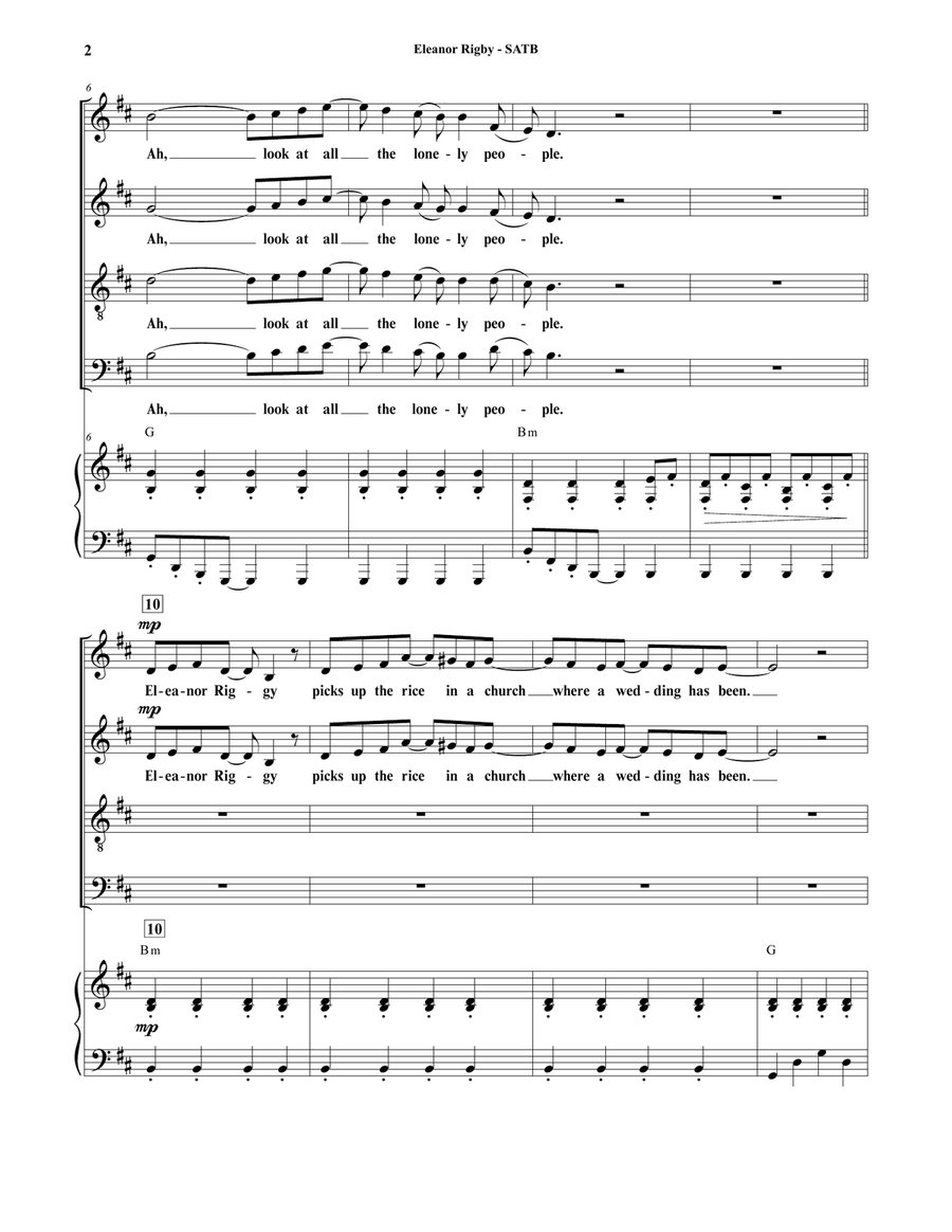 Eleanor Rigby 4-Part scores gallery preview page 2