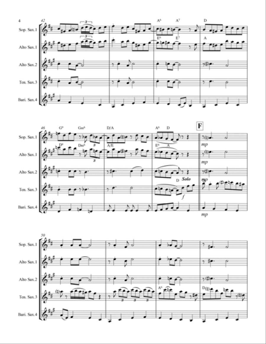 Sentimental Journey Saxophone Quartet scores gallery preview page 5