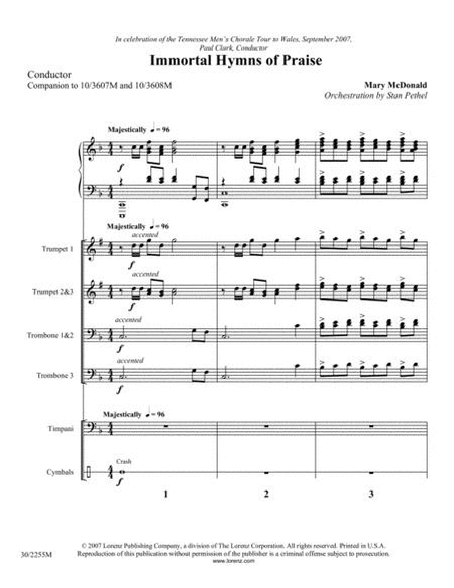 Immortal Hymns of Praise - Brass and Percussion Score and Parts image number null