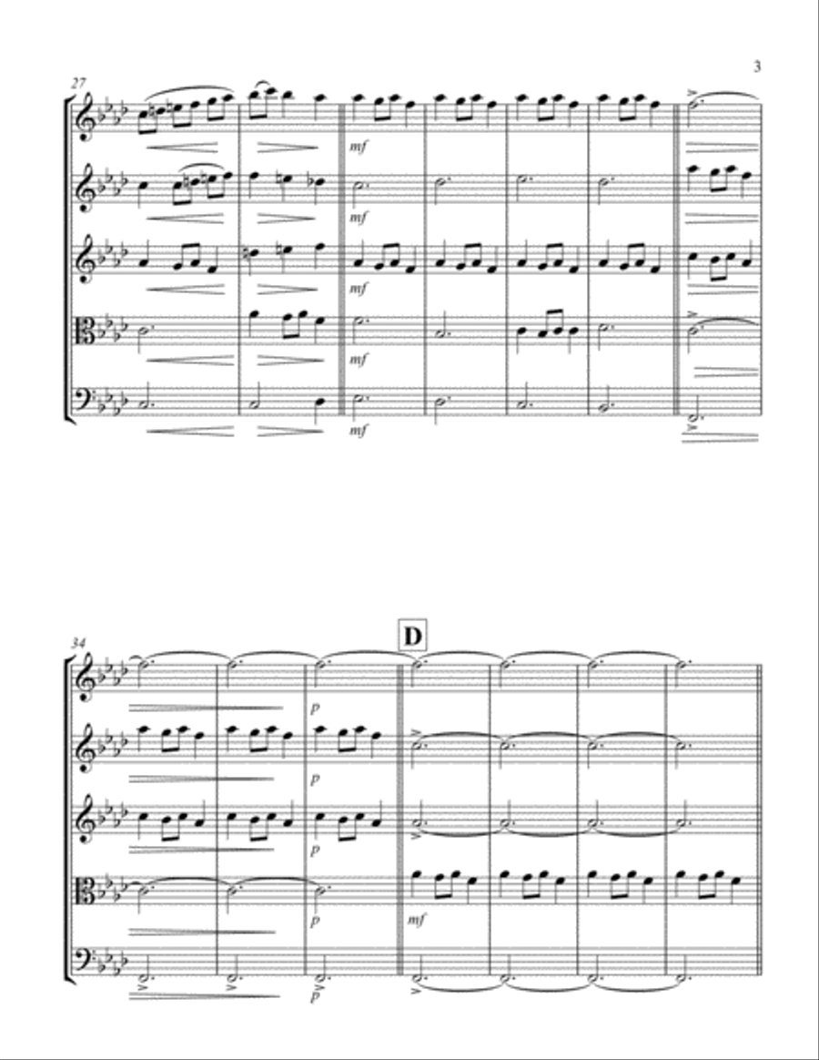 Carol of the Bells (F min) (String Quintet - 3 Violin, 1 Viola, 1 Cello) String Quintet scores gallery preview page 3