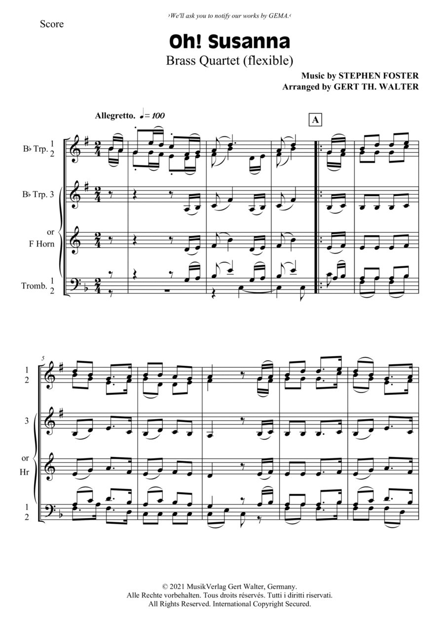 Oh! Susanna School and Community scores gallery preview page 1