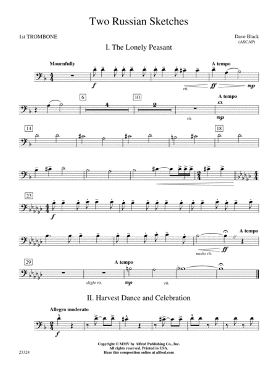 Two Russian Sketches: 1st Trombone Concert Band scores gallery preview page 1
