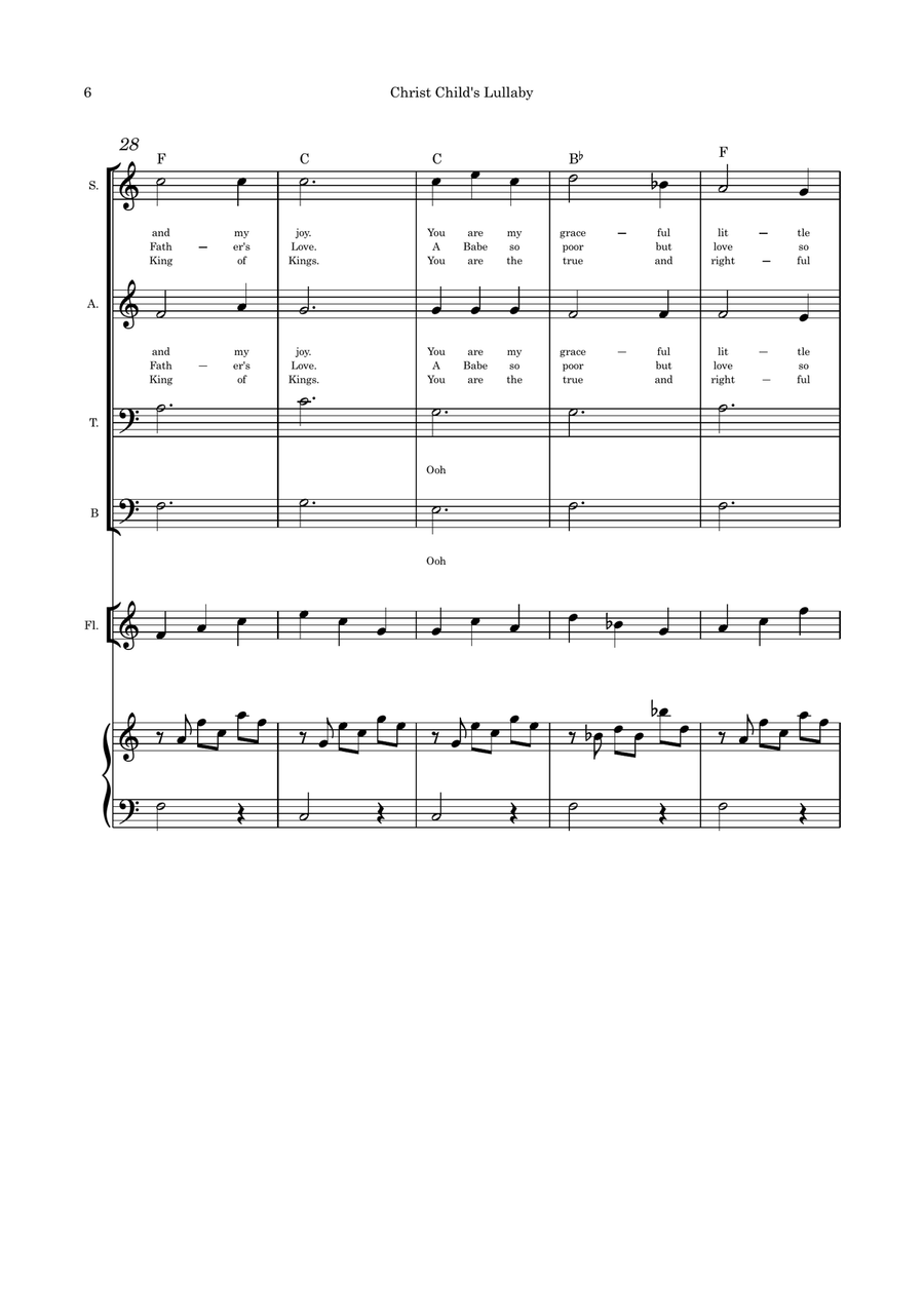 Christ Child's Lullaby (Taladh Chriosda) - SATB, flute, violin or cello and piano with parts pages i 4-Part scores gallery preview page 6